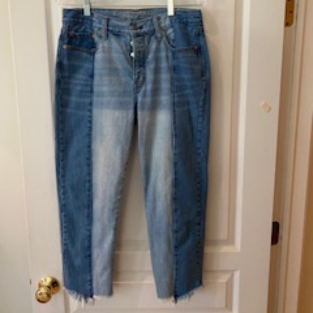American Eagle Outfitters button fly Vintage Hi-Rise Jeans two tone size 10